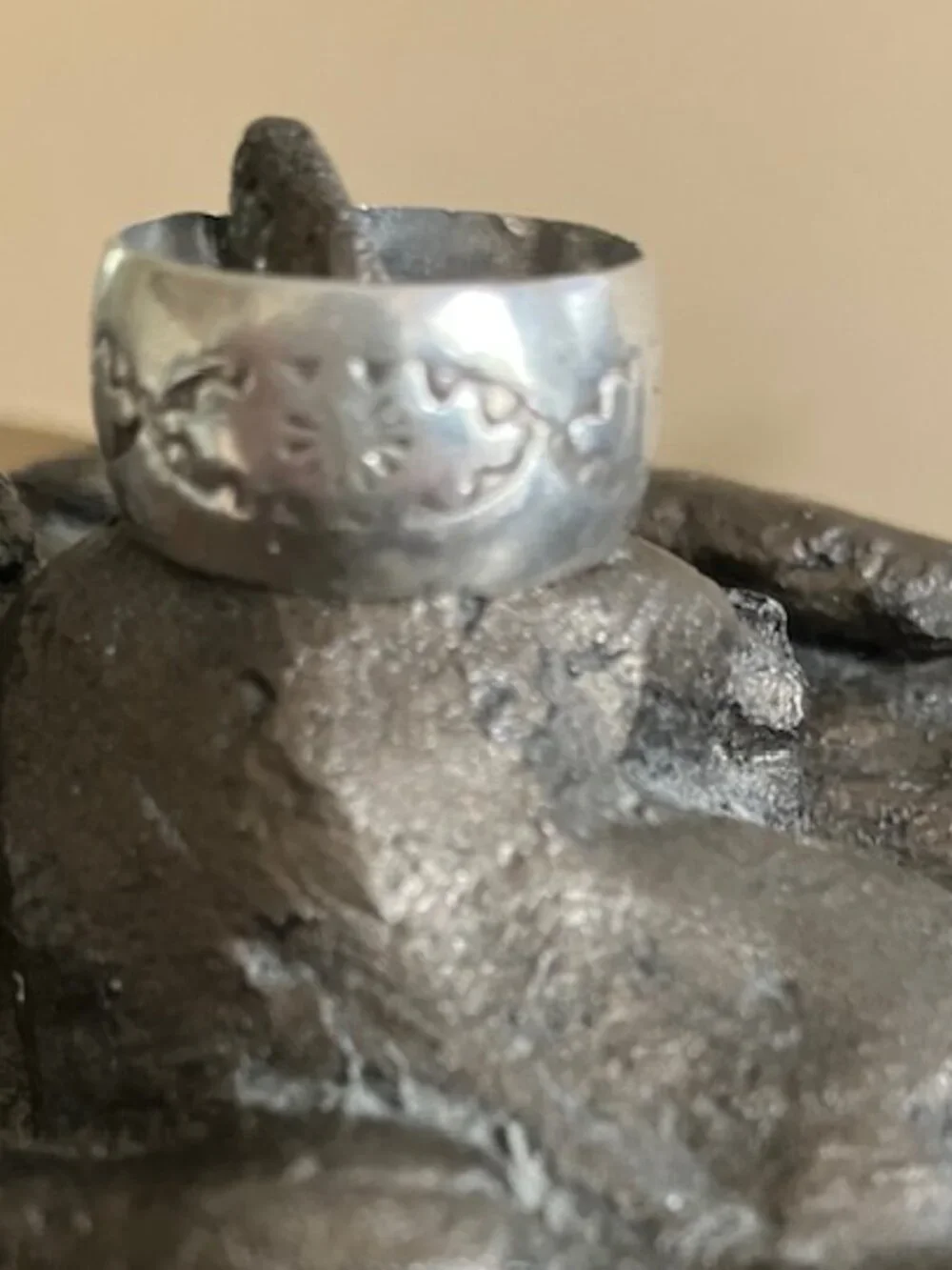 Vintage Navajo Wide Band Stamped Sterling Unisex Ring